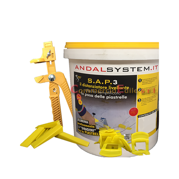Kit Secchio Sap3 (100 Tiranti 1mm + 100 Cunei + 1 Pinza)