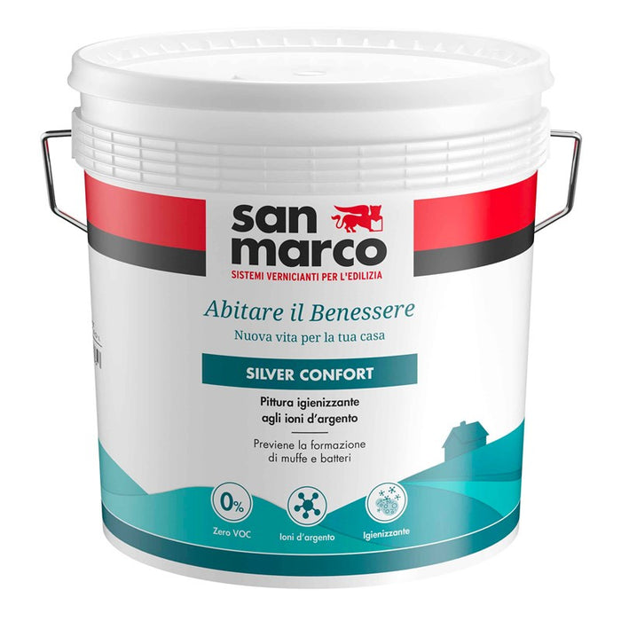 IDROPITTURA IGIENIZZANTE E ANTIMUFFA Silver confort San Marco bianca per interni (Secchio da 4 o 10Lt)