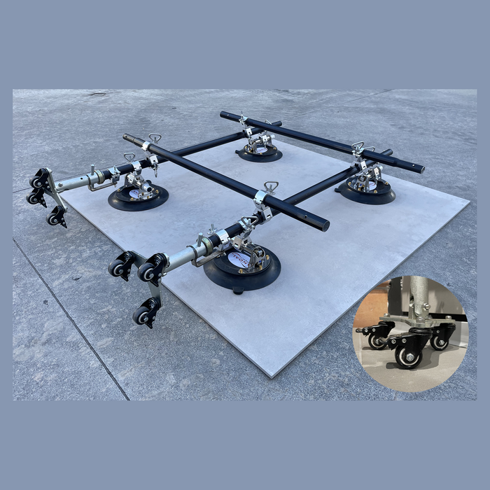 KIT Struttura Ruota 4 ventose a batteria: 4 kit Ventosa Sottovuoto + 8 Doppio Aliscaf(gancio)+ 4 Barre + Ruote