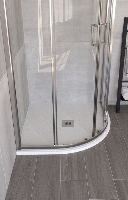Piatto Doccia Bianco Semi Circolare H2.7 80x80  cm Marmoresina effetto STONE