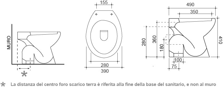 Sanitari in ceramica Colore Champagne, copriwater