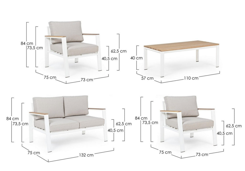 SET SALOTTO CON CUSCINI BELMAR BIANCO YK11 ANDREA BIZZOTTO