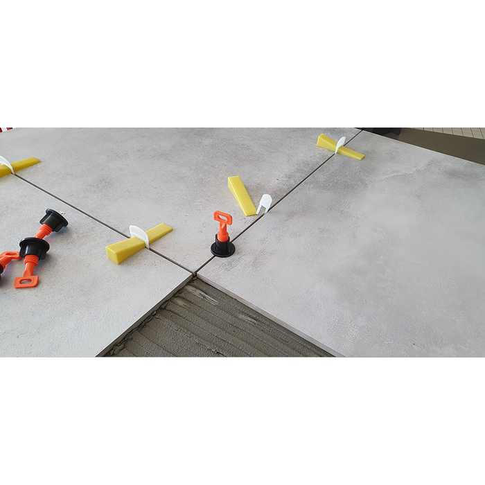 SAP5 - Distanziatore Livellante RIUTILIZZABILE per posa piastrelle con chiave di regolazione (100pz)